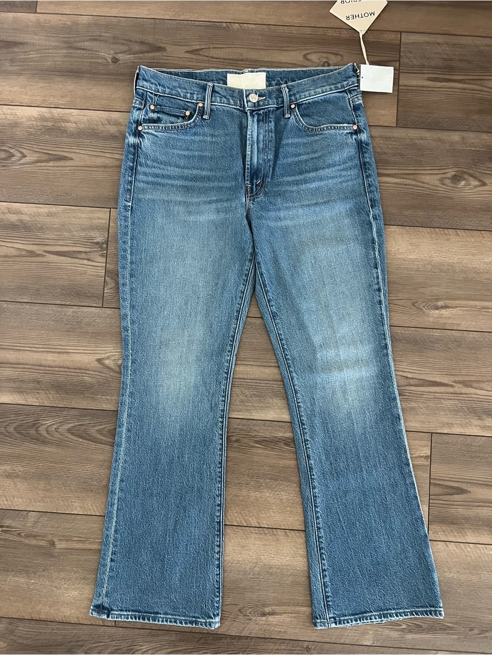 New MOTHER The Outsider Flood Kick Flare Jeans in Field Trip Sz 31